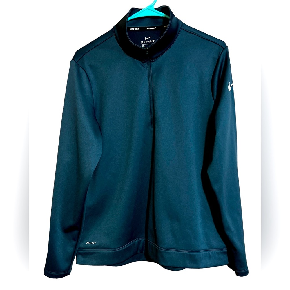 NIKE Dri-FIT Half-Zip Golf Top Pullover - Large Long Sleeve Blue/Green In Color
